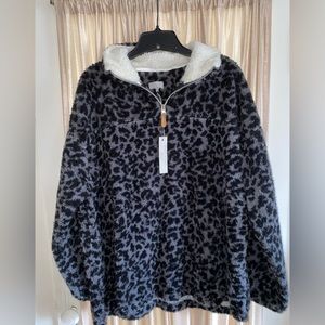 Cheetah Print Sherpa Pullover! NWT!